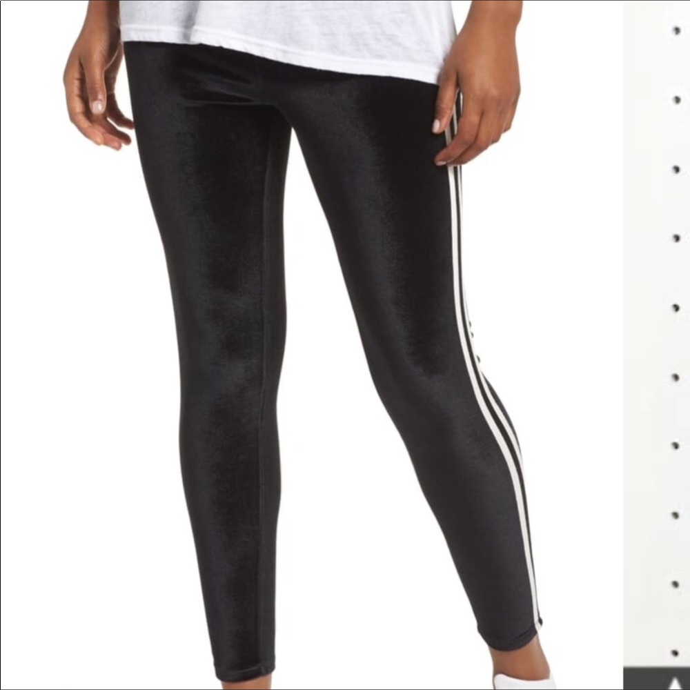 🌹😍 Double stripes black velvet Leggings small
